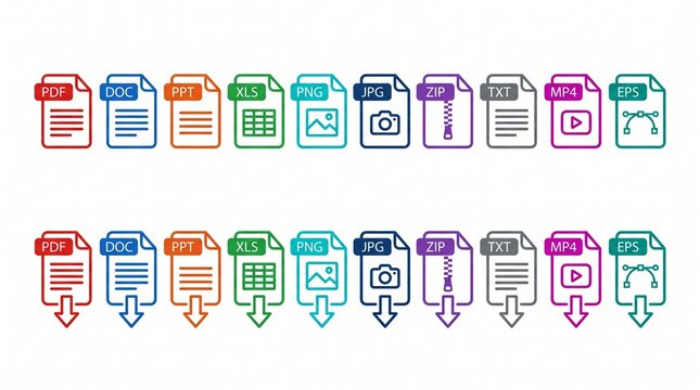 Colorful File Format Icons Collection Vector Pack