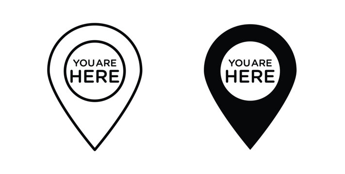 You are Here Pointer icon symbol for web and ui. Vector icon
