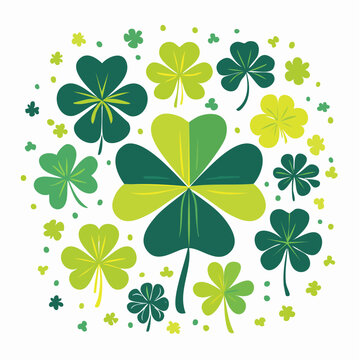 Green Clover and Four Leaf Clover Pattern