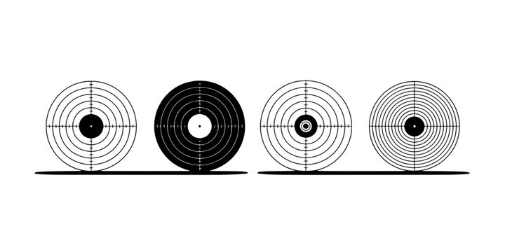 Target bullseye icons with concentric rings, radar scan lines, crosshair style on minimal white background
