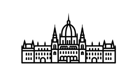 Fototapeta premium Hungarian parliament building silhouette on transparent background