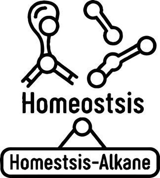 Biological homeostasis and alkane molecular structure icons
