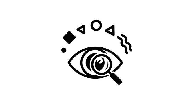 Black and white eye with magnifier.