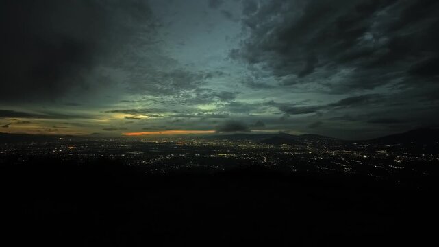Beautiful sunset transition above the mountain