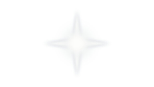 Single Bling Sparkle Effect Isolated on Transparent Background, Blurred Flash in Silver White