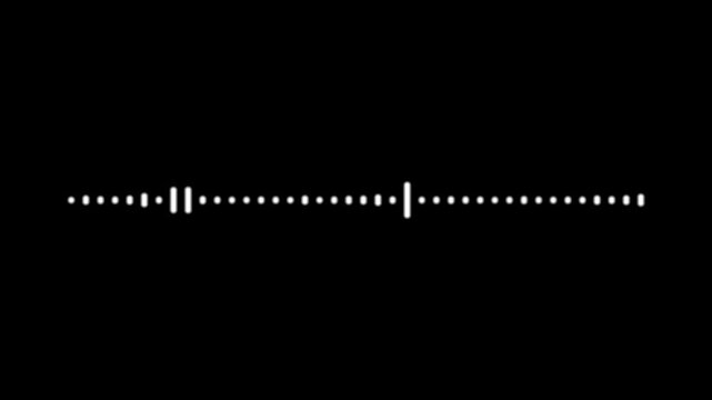 Minimalist White Line Audio Wave Visualization on Black Background; 4K Digital Voice Record Effect, Futuristic Sound Waveform Spectrum Animation, and Music Equalizer Oscillation Loop.