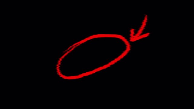 Hand-drawn red circle highlight featuring a pointing arrow with a textured scribble look on transparent background. Ideal video overlay for tutorials, social media, and presentations. 4k Video 
