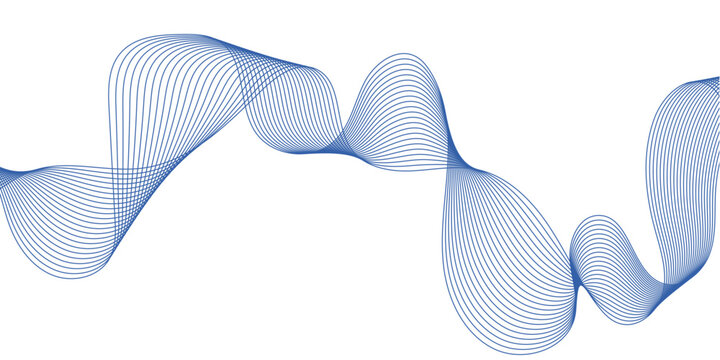 Abstract blue mesh wave lines, smooth gradient ribbon pattern on white background, modern digital design for technology, art, and visualization