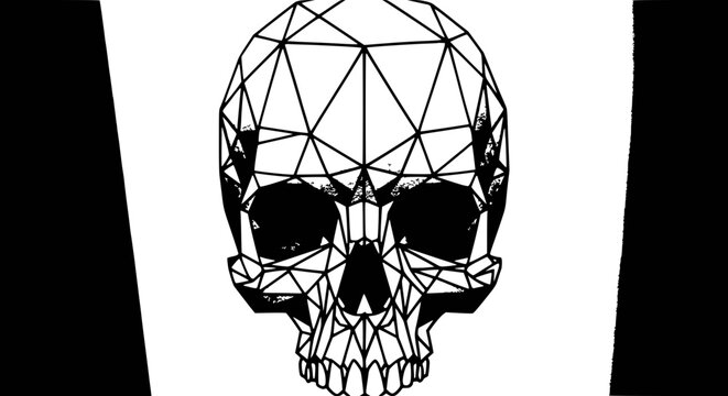 Black and white skull illustration design 1.