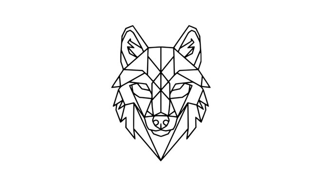Geometric Wolf Head Line Art Portrait.