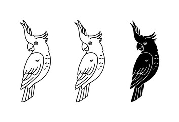 Cockatoo Vector Icons, Bird Silhouettes, Tropical Parrot Graphics © Tahmina