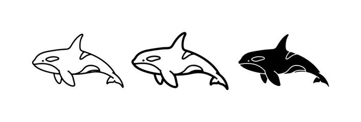 Orca Whale Icons, Killer Whale Vector Graphics, Marine Mammal Illustrations © Harun