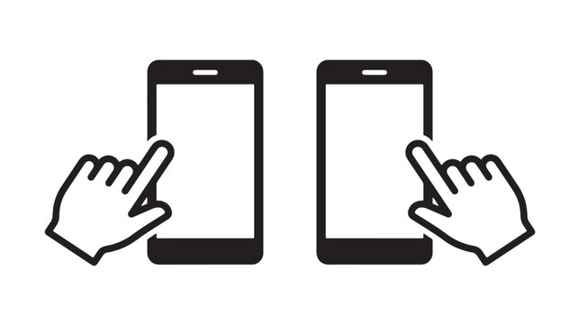 Hands interacting with smartphones using touchscreen gestures featuring smartphone, gesture, tap with swipe and mobile elements for device,