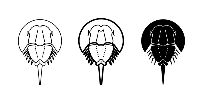 Horseshoe Crab Icons, Marine Life Vector Set, Ocean Creature Graphics