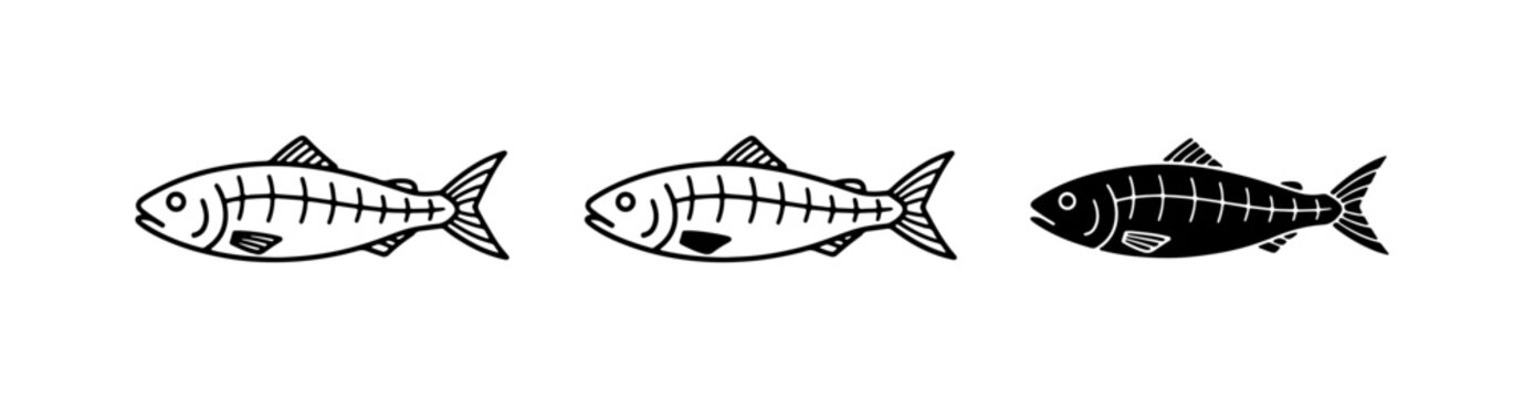 Simple Fish Icons, Seafood Vector Graphics, Marine Life Illustrations