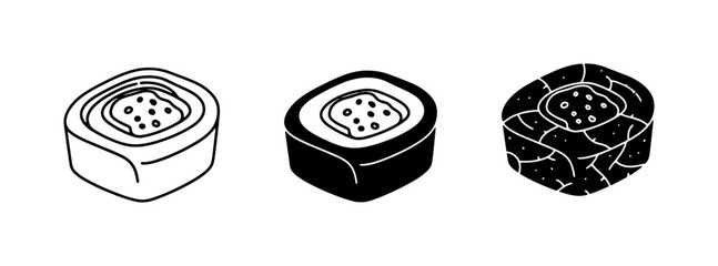 Sushi Rolls Collection, Japanese Food Icons, Minimalist Vector Art © Abdullah