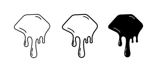 Dripping Honeycomb Icons, Sweet Liquid Droplets, Beehive Vector Art © Sabiha