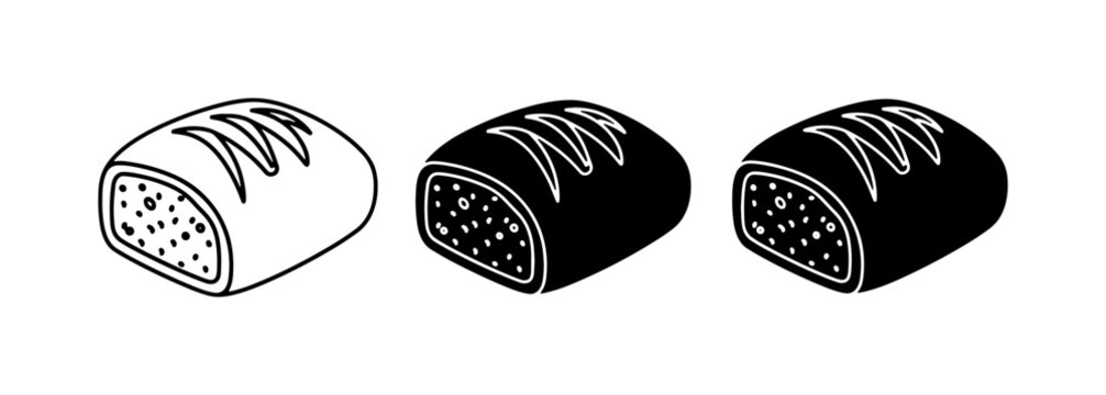 Bread Icons: Loaf, Slice, and Silhouette Vector Set