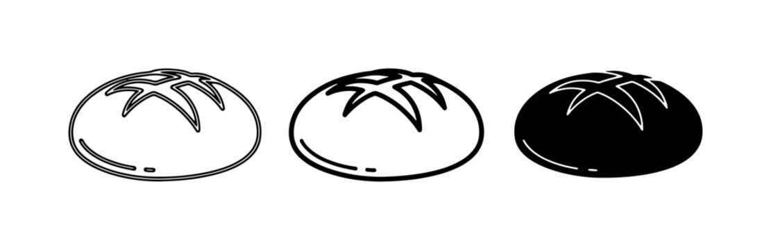 Bread Icons: White, Outline, Black Loaf Vector Graphics