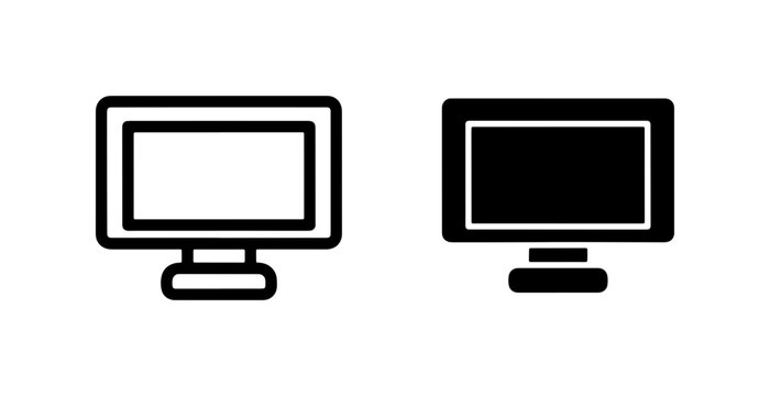 Computer Monitor Icons, Screen Display Vector Graphics, Technology Interface Symbols