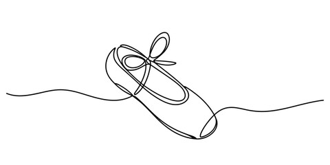 Continuous single line drawing of a ballet pointe shoe © Ponchomy