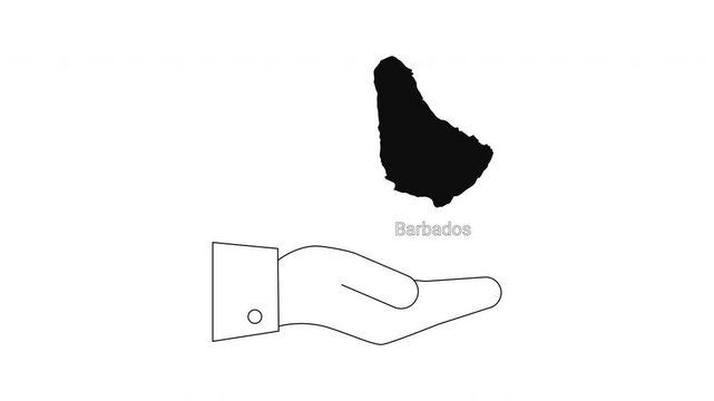 Barbados map silhouette held in a hand with cufflink detail.