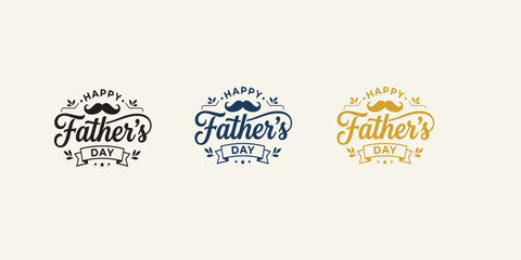 Happy father's day mustache greeting card logos © Maria Akhter