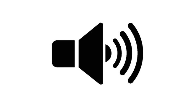 Black speaker icon with sound waves.