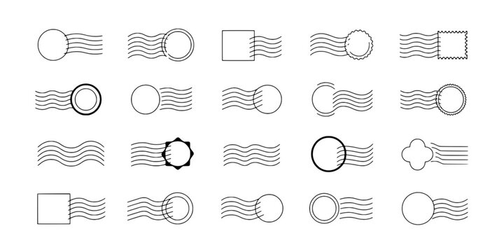 Ocean waves pattern with circular ripple elements in minimalist line icon set for marketing and website design