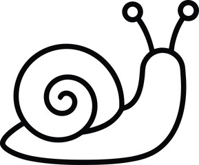 snail with spiral shell and antennae line art vector illustration on transparent background © Djujjol