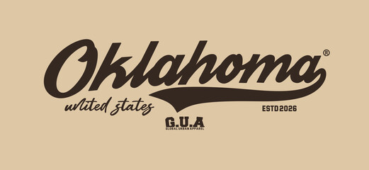 Oklahoma america vintage varsity streetwear typography print for graphic tee, t-shirts, hat, and poster design 2026 - vector © AKSNA