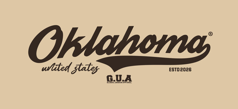 Oklahoma america vintage varsity streetwear typography print for graphic tee, t-shirts, hat, and poster design 2026 - vector