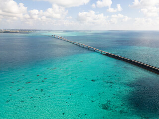 Irabu Bridge Over Miyako Blue Sea in Okinawa, Japan © WATA3