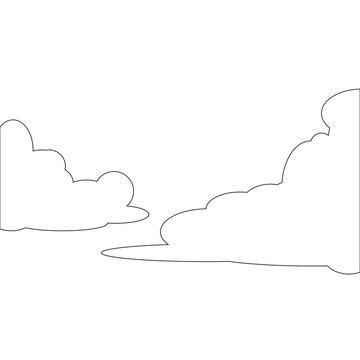 Vector line art drawing of cumulus clouds in the sky with weather elements