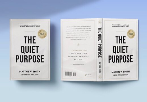 Minimalist Book Cover Template For Paperback Wrap, Ebook Cover, Novel Jacket, Typography Design
