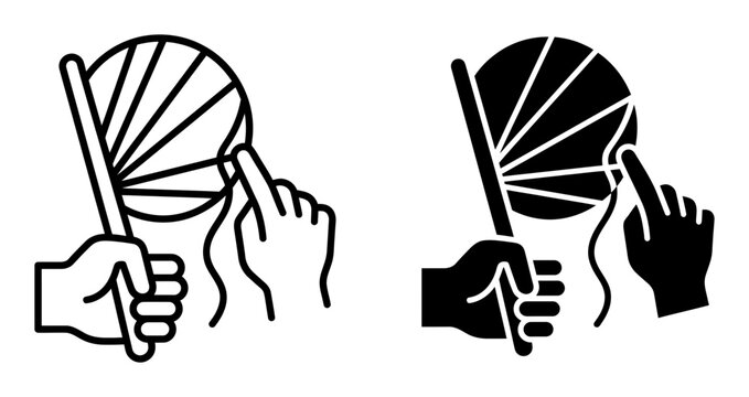 2 Fan icons hand holding, outline solid styles, UI and web interface design