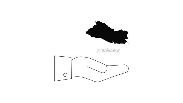 El Salvador Map Held in Hand Icon Graphic.