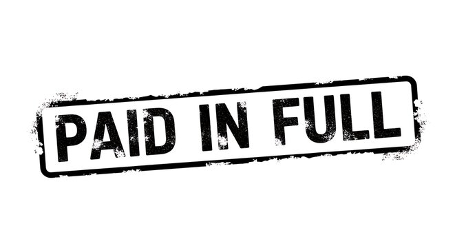 Paid in full grunge stamp on transparent background