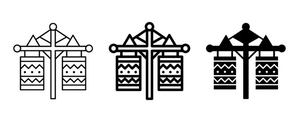 Fototapeta premium Maypole Icons, Traditional Celebration Symbols, Folk Festival Vector Graphics, Scandinavian Midsummer Decorations, European Heritage Elements