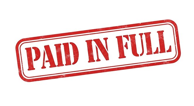 Red paid in full stamp on white background for business concept