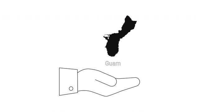 Guam Map Silhouette Held in Hand Icon.