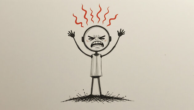 Angry stick figure illustration