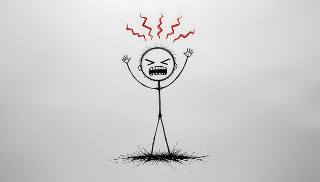 Angry stick figure illustration