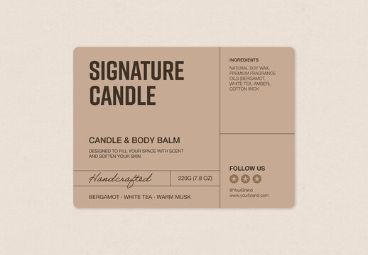Product Label Template For Retro Packaging, Sticker, Tag & Badge Layouts for Jar & Bag Labels in Simple Minimalist Typographic Style
