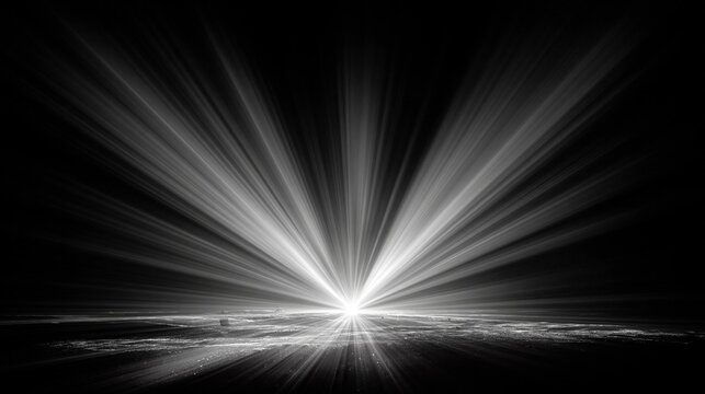 Dramatic Black and White Bursting Light Rays Emanating from a Bright Center