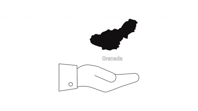 Hand Holding Map of Grenada.