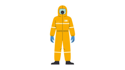 Person wearing yellow protective hazmat suit standing upright Vector © Sofiqul