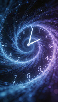 Abstract time - themed clock with cosmic elements