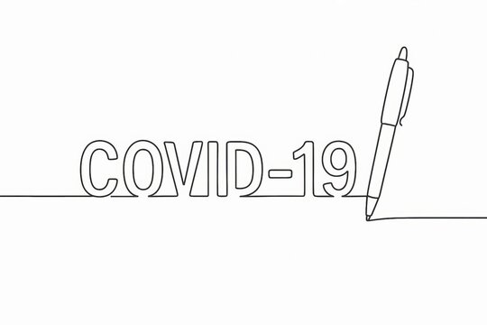 COVID-19 is isolated on a white background. It stands for Coronavirus Disease, which began spreading in 2019. A pen is positioned to the right