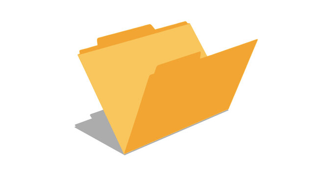 Open folder icon yellow isometric design on transparent background